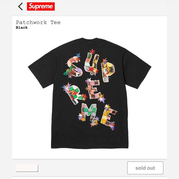 SUPREME BLACK PATCHWORK TEE - Picture 3 of 4